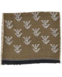 Emporio Armani - Logo-Print Frayed Scarf - Lyst