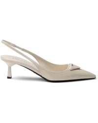Prada - 55mm Leather Slingback Pumps - Lyst