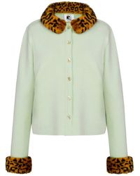 Sleeper - Carmela Animal-Print Collar Cardigan - Lyst