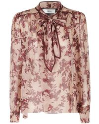 Nissa - Silk-Blend Floral-Print Top - Lyst