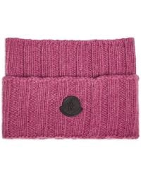 Moncler - Ribbed Logo Patch Beanie Hat - Lyst
