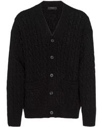 Prada - Metallic-threading Wool-cashmere Cardigan - Lyst