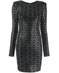 Philipp Plein - Sequin-Embellished Monogram Mini Dress - Lyst
