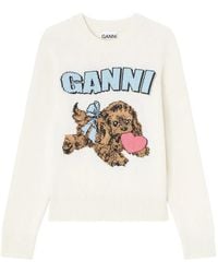 Ganni - Fluffy Puppy Love Wool Sweater - Lyst