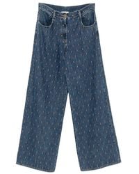 forte_forte - Embroidered Wide-Leg Jeans - Lyst
