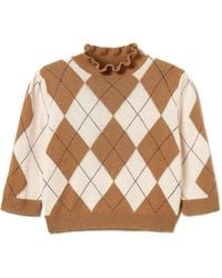 Twinset - Diamond-Pattern Ruffled-Neck Sweater - Lyst