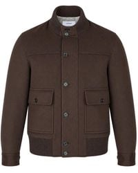 Lardini - Ribbed-Trim Button-Up Jacket - Lyst