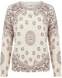 Kujten - Pull Mela Bandana Bico Paisley-Print Cashmere Sweater - Lyst
