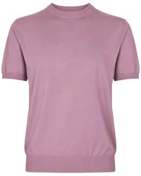 Altea - Fine-Knit Ribbed-Trim T-Shirt - Lyst
