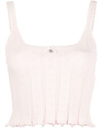 Alexander Wang - Pointelle-knit Perforated Cropped Top - Lyst