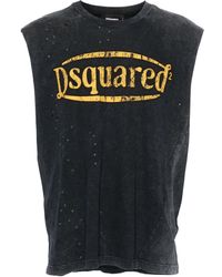 DSquared² - Distressed-Trägershirt mit Logo-Print - Lyst