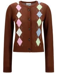 Ganni - Diamond-Pattern Cardigan - Lyst