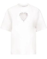 Area - Crystal-embellished Cut-out T-shirt - Lyst