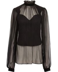 Nina Ricci - Top Met Hoge Hals En Ruches - Lyst