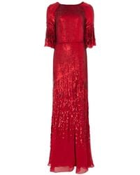 Temperley London - Celestial Sequin-Embellished Flared-Sleeve Maxi Dress - Lyst