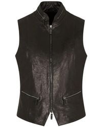Giorgio Armani - Gilet En Cuir À Fermeture Zippée - Lyst