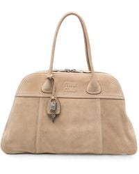 Miu Miu - Logo-Embossed Suede Tote Bag - Lyst