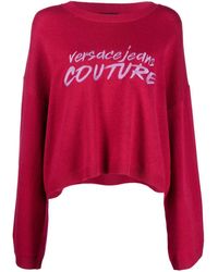 Versace - Embroidered-logo Wide-sleeve Jumper - Lyst
