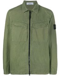 Stone Island - Compass-logo Zip-up Shirt Jacket - Lyst