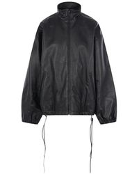 Balenciaga - Lace-Up Leather Jacket - Lyst