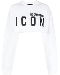 DSquared² - Icon-print Detail Cropped Sweatshirt - Lyst