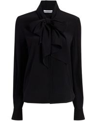 Another Tomorrow - Pussy-bow Silk-crepe Blouse - Lyst
