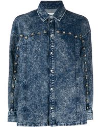 Sandro Studded Denim Shirt - Blue