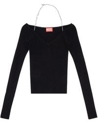 DIESEL - Top a coste con catena logo - Lyst