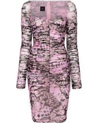 Pinko - Ruched-design Midi Dress - Lyst