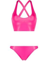 The Attico - Logo-Embroidered Crossover-Strap Bikini - Lyst