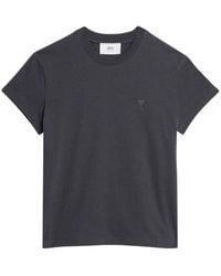 Ami Paris - Embroidered-logo Short-sleeve T-shirt - Lyst