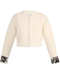Erdem - Bouclé Floral-Trim Cardigan - Lyst