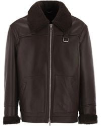 PT Torino - Shearling-Trim Leather Jacket - Lyst
