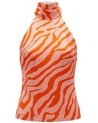 Toccin - Izzie Zebra-Print Halterneck Blouse - Lyst