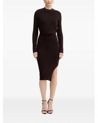 Morgan - Ribbed-Knit Side-Slit Midi Dress - Lyst