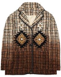 Fortela - Brunor Leather-Trim Patterned Blazer - Lyst