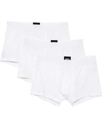 BOSS - Three-Pack Of Stretch-Cotton Trunks With Logo Waistbands - Lyst