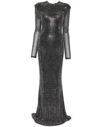 Twentyfourhaitch - Crystal-Embellished Long-Sleeve Maxi Dress - Lyst