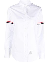 Thom Browne - Striped-grosgrain Cotton Shirt - Lyst