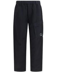 C.P. Company - Cotton And Linen Cargo Pants With Internal Drawstring Waist - Lyst