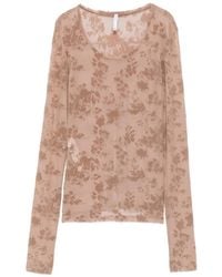Imperial - Floral-Devoré Long-Sleeve Top - Lyst