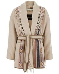 Bazar Deluxe - Fringed Geometric-Pattern Cardigan - Lyst