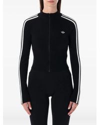 adidas - Ribbed Zip-Up Track Sweatshirt - Lyst
