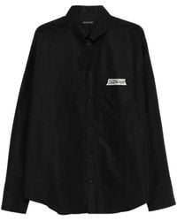 Balenciaga - Masking-Tape Long-Sleeve Shirt Large-Fit - Lyst