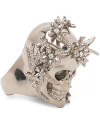 McQueen - Skull Ring Mit Blumenverzierung - Lyst
