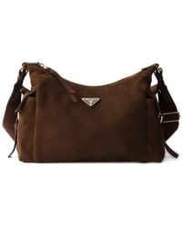 Prada - Large Explore Suede-Leather Shoulder Bag - Lyst