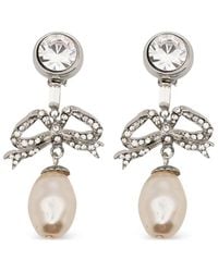 N°21 - Bow-Detail Faux-Pearl Earrings - Lyst