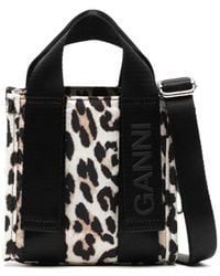 Ganni - Bolso shopper mini con estampado de leopardo - Lyst