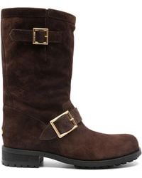 Jimmy Choo - Buckle Biker Suede Boots - Lyst