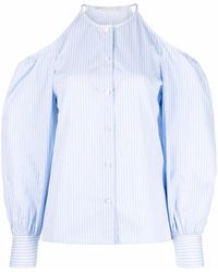 Stella McCartney - Striped Cold-Shoulder Blouse - Lyst